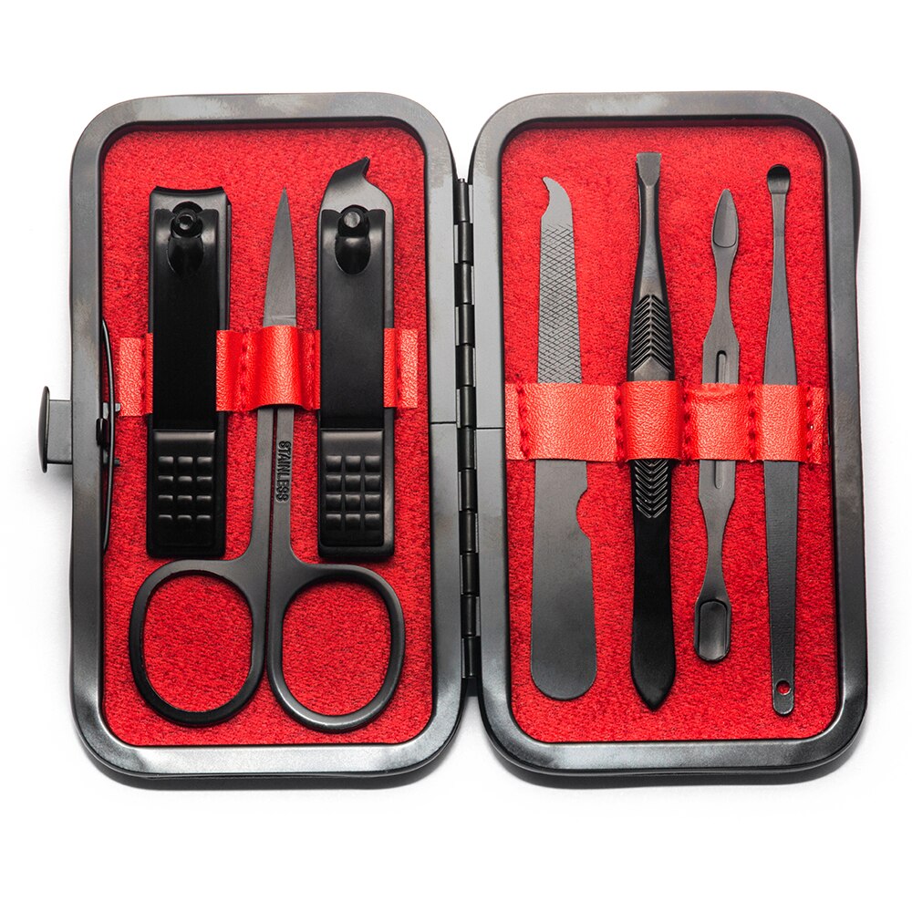 7 stücke Edelstahl Nagel Schermaschinen einstellen Professionelle Schere Anzug Mit Kasten Trimmer Pflege Manikübetreffend Cutter Bausätze Für Nagel Werkzeuge