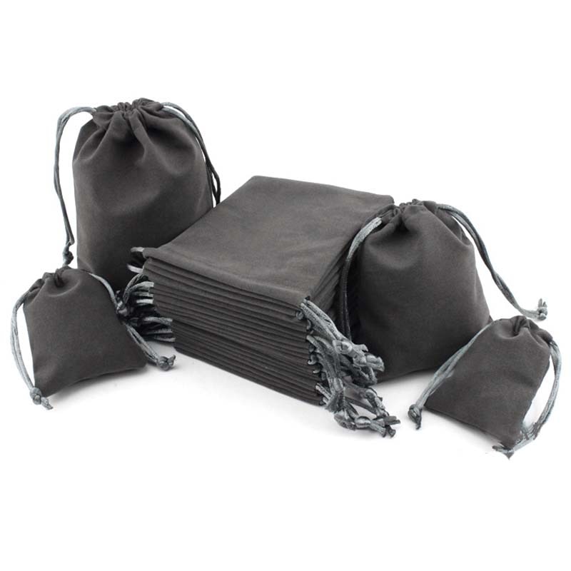 5 teile/los Multi Größe Grau Farbe Kordelzug Taschen Samt Organza Lagerung Paket Taschen Kleinigkeiten Party Schmuck Verpackung Beutel