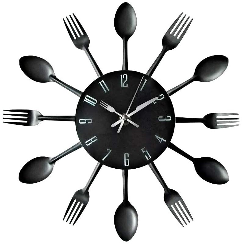 Besteck Löffel Gabel Wanduhr 3D Moderne Küche Wanduhr Besteck Wanduhr Küche Gabel Zauberstab Reloj Metall Wandbild Hause Dekor