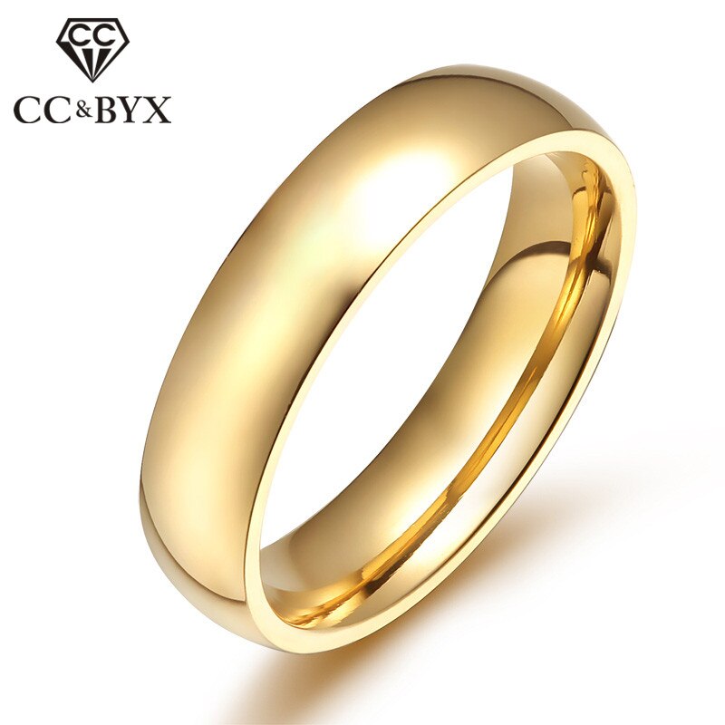 CC Ringe Für Frauen Und Männer Edelstahl Ring Gold-Farbe Glatte Modeschmuck Party Zubehör Anello Oro Schmuckstück CC922