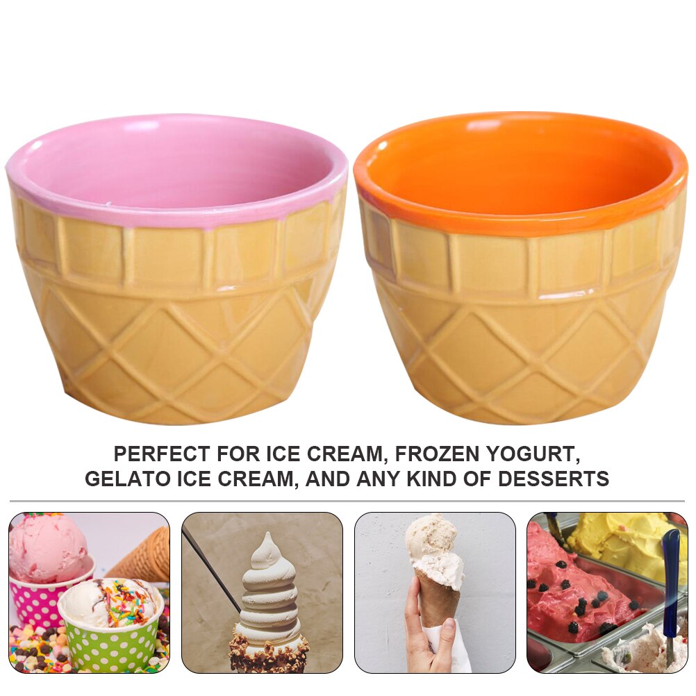 2 stücke Keramik Eis Schüssel SchöNe Nachtisch Schüssel Eis Tassen DIY Snack Schüssel für Haus und Hotel