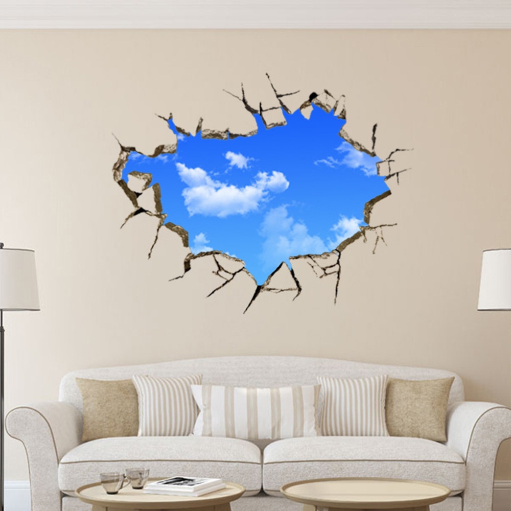 Fenster See Aufkleber Landschaft Blauen Himmel Weißen Wolke 3D Wandaufkleber Kreative Heimat Aufkleber Für Haus Wohnzimmer Dach Aufkleber