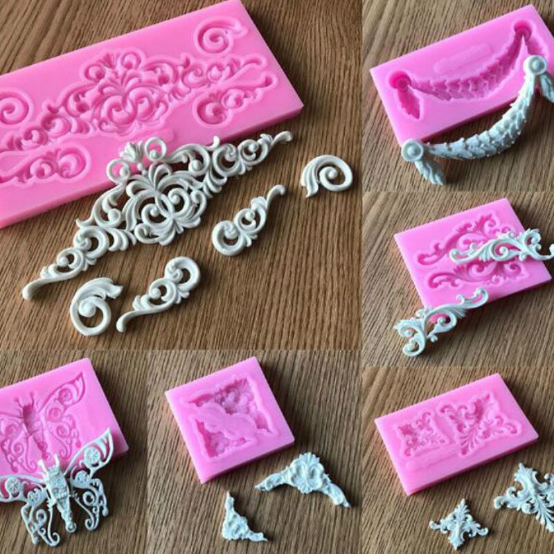 3D Handwerk Barock Linderung Silikon Formen Kuchen Grenze Fondant Schimmel DIY Kuchen Dekorieren Werkzeuge Süßigkeit Tonne Schokolade Gumpaste Formen