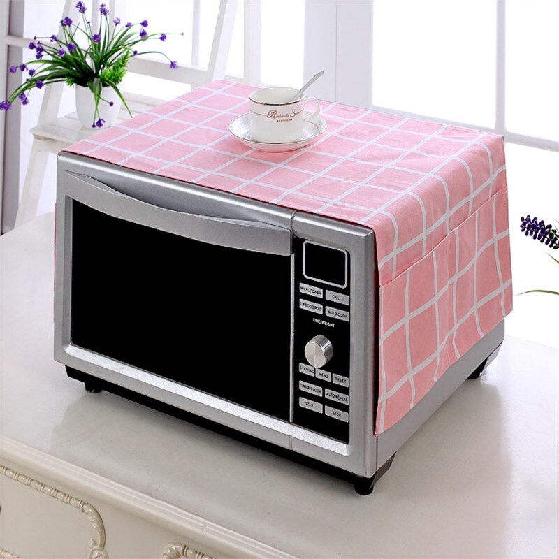 Plaid Baumwolle Mikrowelle Abdeckungen Mikrowelle Staub Abdeckung Toaster Abdeckung Mikrowelle Haube Mikrowelle Handtuch mit 2 Beutel