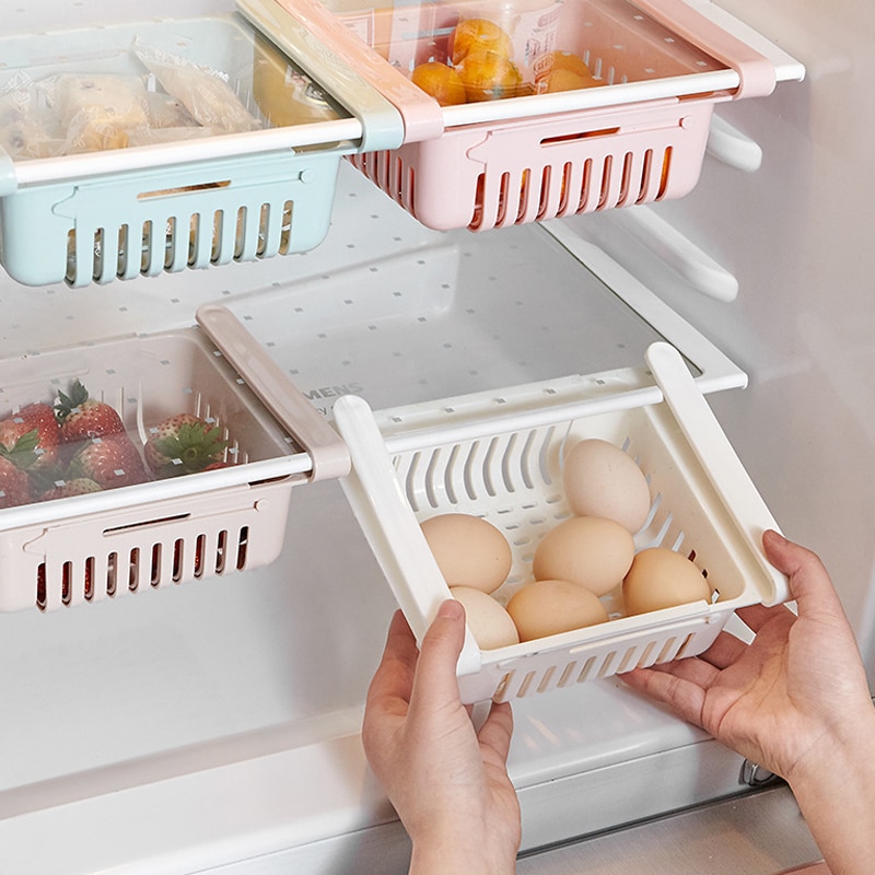 Versenkbare einstellbar kühlschrank lagerung Kasten schublade korb kühlschrank schublade schublade frische fach lagerung Gestell