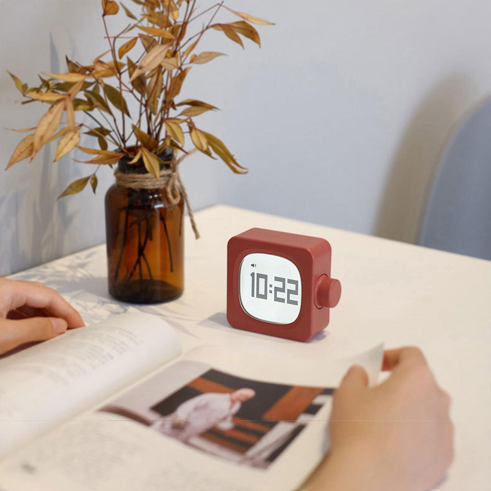 Wecker Nacht Licht Uhren Jahrgang Mini Nette LED Schreibtisch Uhr Einfarbig Quadratische bilden Wiederaufladbare Wecker Nacht Licht