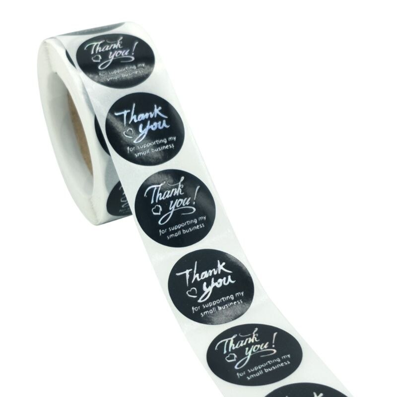 500 stücke Danke Aufkleber Gold Silber Folie Dichtung Etikett für Kleine Einkaufen Hochzeit Umschlag Schreibwaren Aufkleber