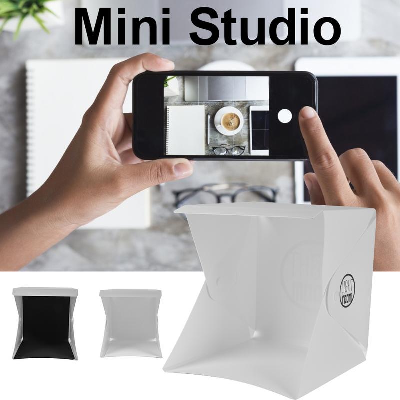 24x22,6x23 cm Mini Falten Tabletop Schießen Leuchtkasten Fotografie Foto Studio Tafel LED Licht Softbox Foto Hintergrund Bausatz