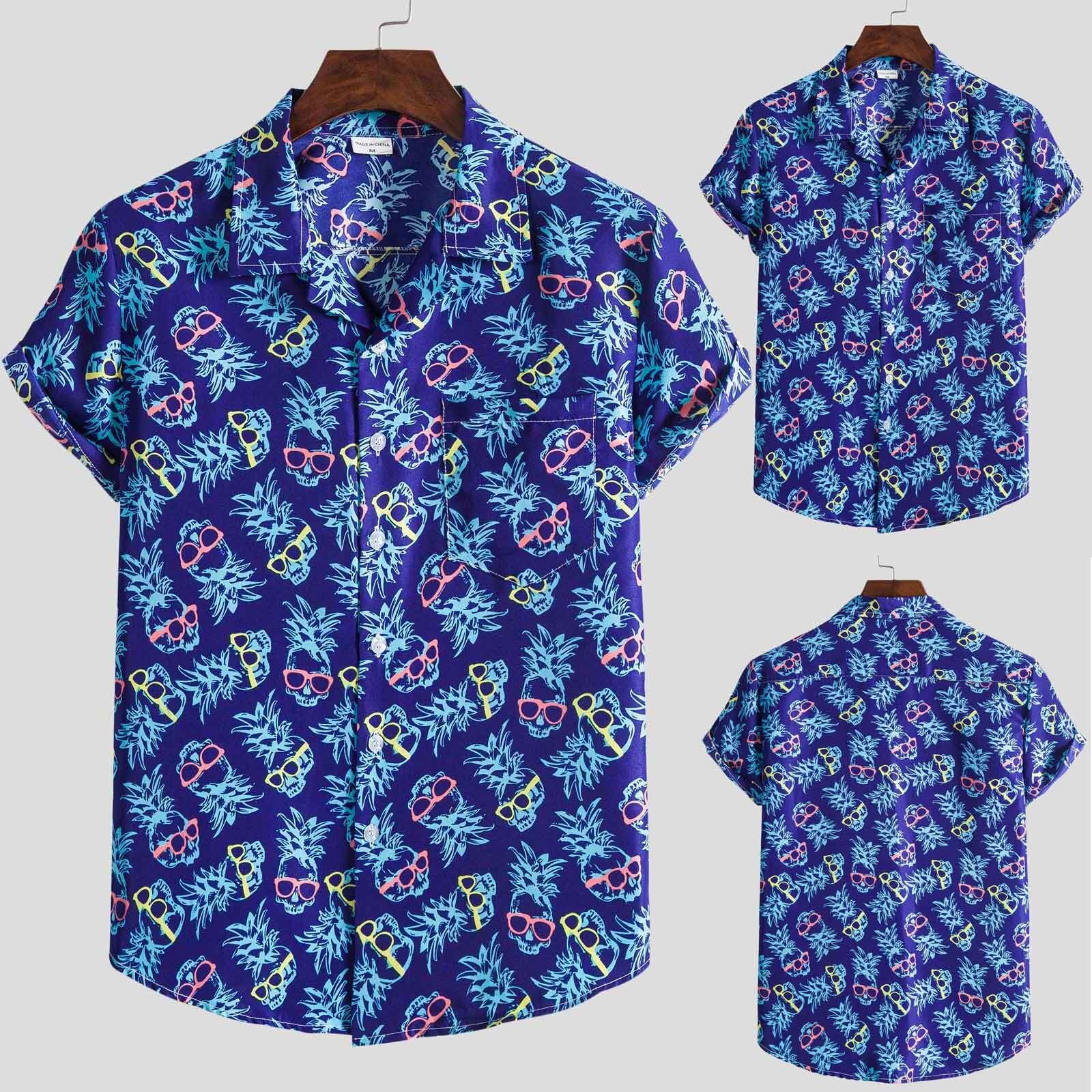40 # herren T-Shirt Ethnischen Kurzarm lässig Druck hawaiisch Shirt T-Hemden T-Shirt Sommer Jahrgang lässig T Shirt