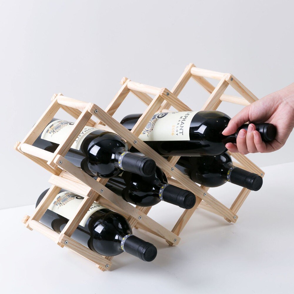 Neue Faltbare Wein Halfter Holz Wein Gestell Küche Lagerung Regal Gestell 10 Trinken Flasche Inhaber Restaurant Bar Anzeige Regal