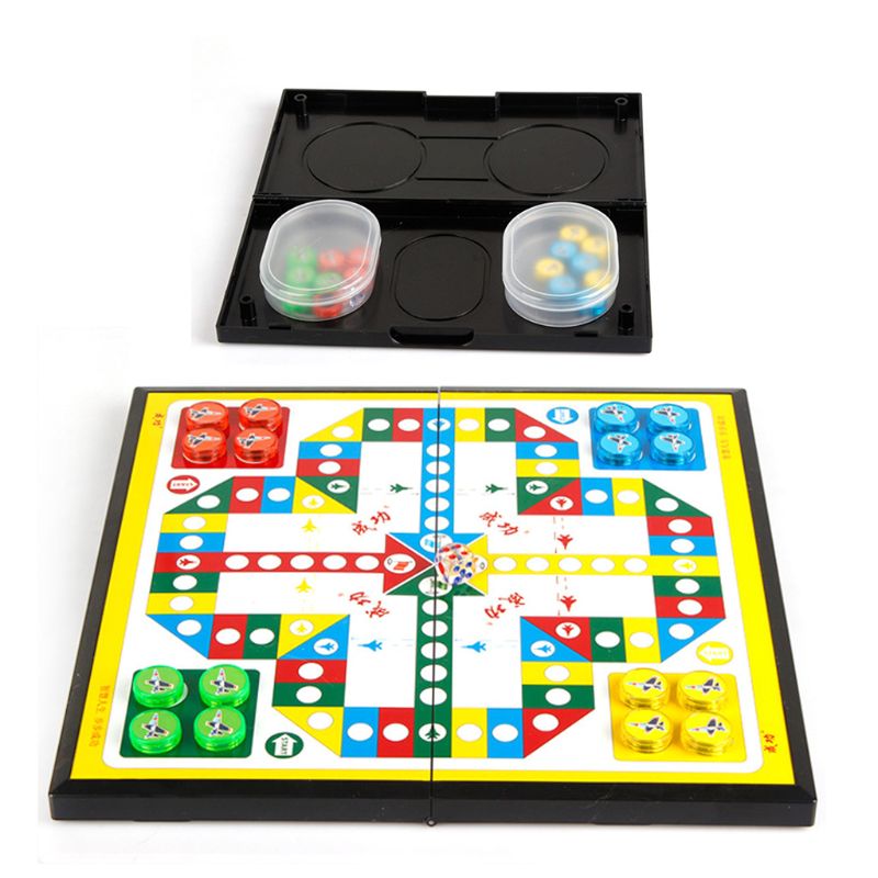 Mini magnetisch Faltbare Fliegen Schach Ludo Tragbare Camping Reise Brettspiel einstellen DXAD