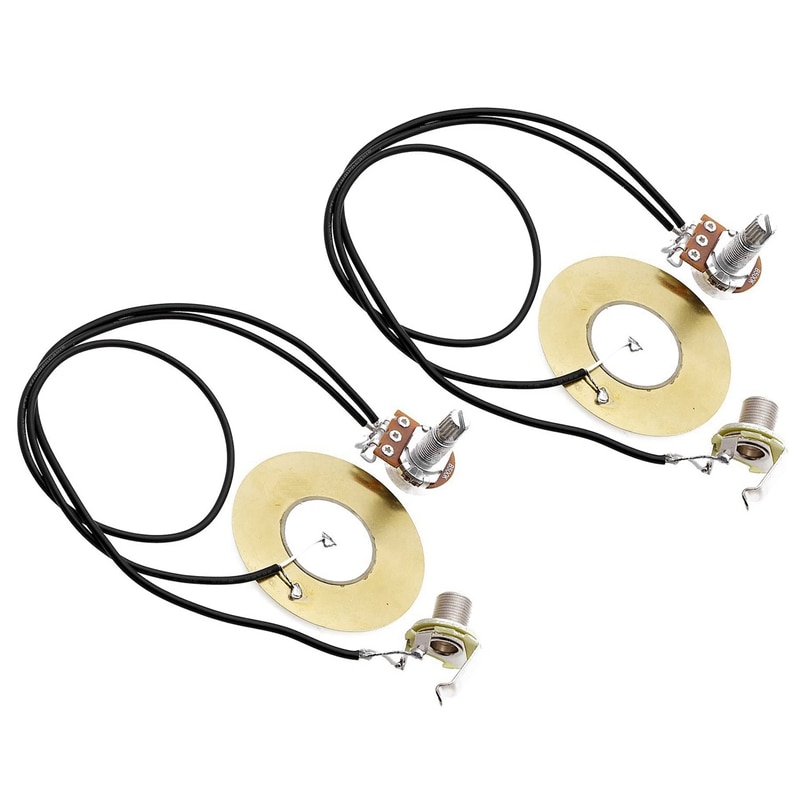 2Stck 50MM Gitarre aufsammeln Piezo Wandler Prewired Verstärker mit 6,35 MM Ausgang Jack für Akustische Gitarre Ukulele Zigarre Kasten Gitarre
