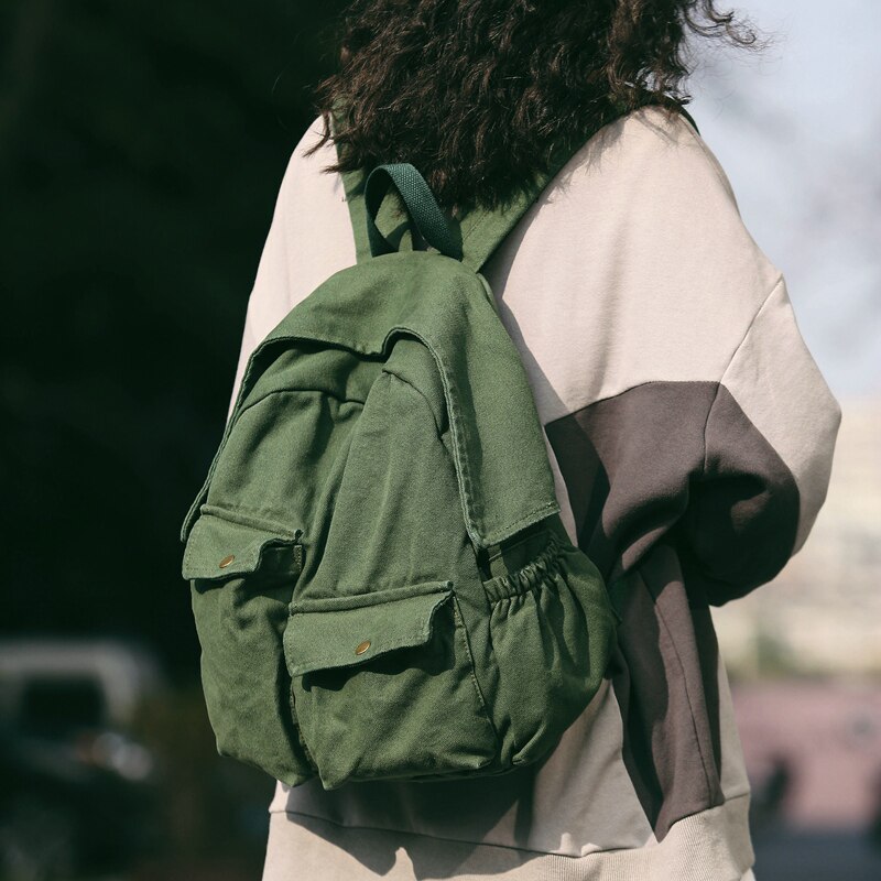 Frauen Rucksack Einfarbig Leinwand Schulter Tasche Anti-diebstahl Schule Tasche Für Teenager Mädchen Mochilas Weibliche Rucksack Bagpack