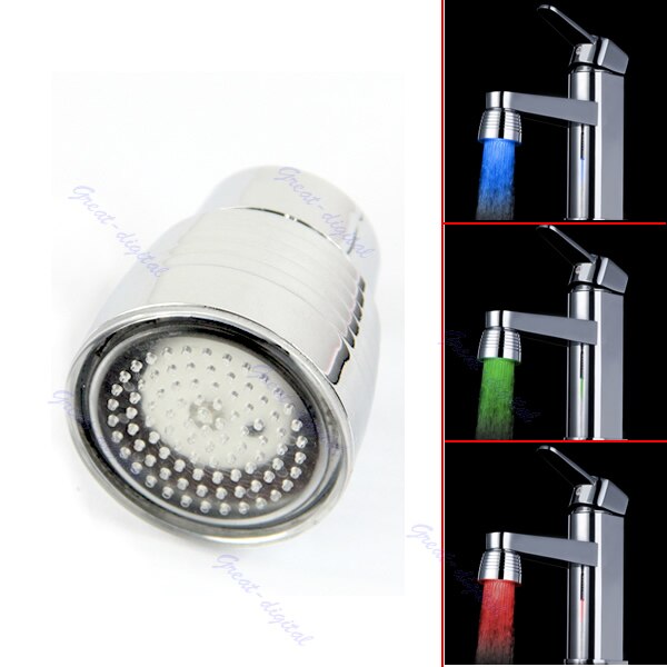 Temperatur Sensor 3 Farbe Küche Wasserhahn Wasserhahn RGB glühen Dusche LED Licht