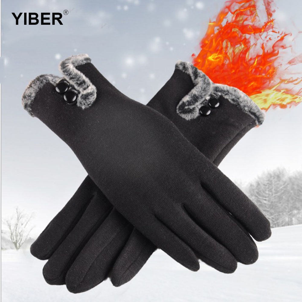 Handschuhe Frauen Warme Winter Nicht Invertiert Samt Kaschmir Volle Finger Einfarbig Frauen Radfahren Touchscreen Spitze Baumwolle Handschuhe