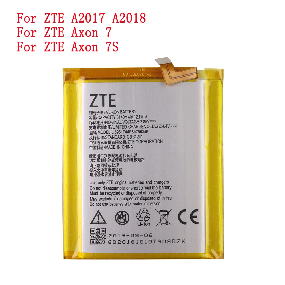 3140mAh LI3931T44P8H756346 Original Telefon Batterie Für ZTE Axon 7 5,5 zoll A2017 Batterie