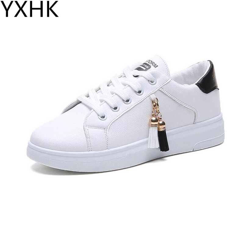 YXHK Trend einfache quaste kleine weiße schuhe weichen boden komfortable krawatte studenten lässig schuhe knapp flache schuhe frauen