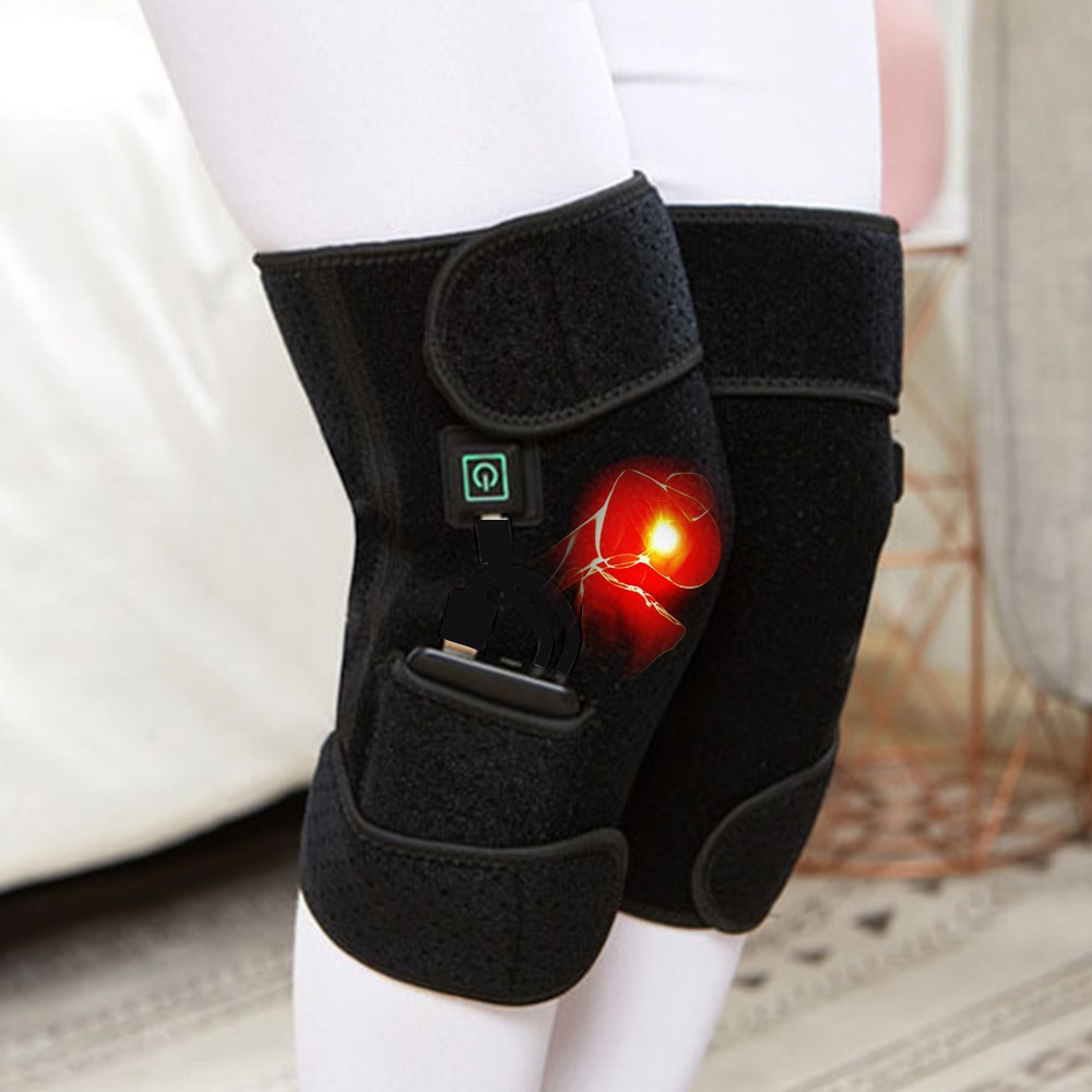 1pc USB Erhitzt Warme Knie Pad Klammer wickeln Schmerzen Linderung Wiederaufladbare Knie Heizung Unterstützung Klammer Elektrische Massagegerät Heizung Knie Pad