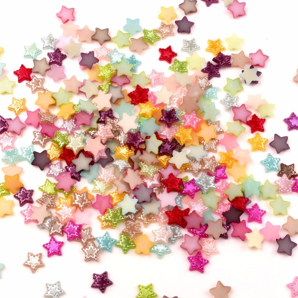 200 stücke Gemischte Farbe 10x10mm Stern Halb Perle Perlen Handwerk Cabochon Sammelalbum Dekoration Flatback Nailart Kleidungsstück perlen DIY