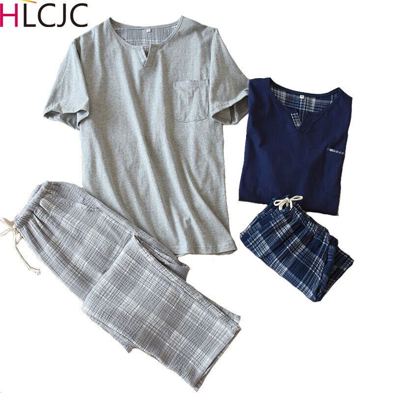sommer Plus Größe 100% Baumwolle Pyjama Männer Nachtwäsche Pijamas hombre Kurzarm lässig Männer Homewear Pyjama setzt für Männliche