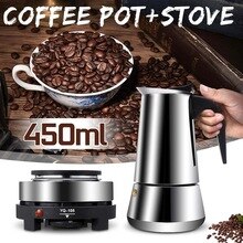 9 tassen 450ML Edelstahl Kaffee Töpfe Mocha Latte Espresso Kaffeemaschine Herde Kaffee Hersteller Topf Kaffee Wasserkocher mit Herde