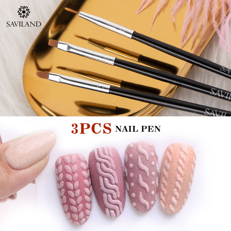 SAVILAND Nagel Pinsel einstellen Nagel Kunst für Gel Nagellack Malerei Zeichnung Nagel Stift 3 teile/satz Nagel Pinsel Bausatz für Manikübetreffend Werkzeuge