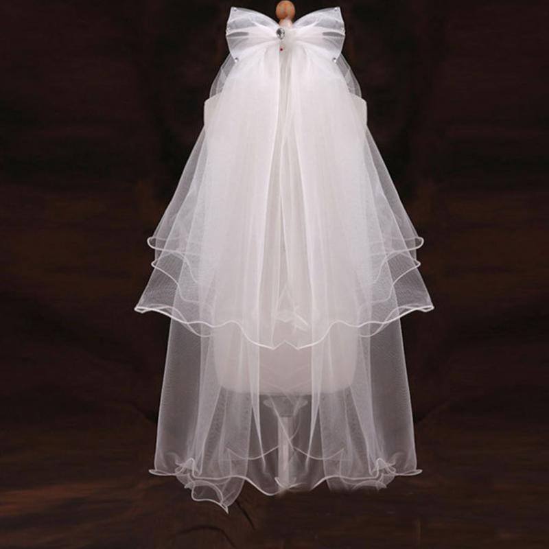Elegante Kurze Braut Hochzeit Schleier Zwei Schicht Spitze Braut Schleier Weißen Schleier für Ehe Hochzeit Zubehör