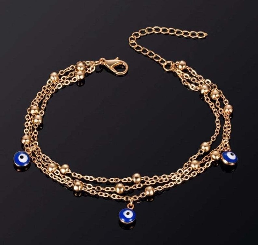 Glück Auge Blau Türkischen Auge Fußkettchen Gold Silber Farbe Fuß Kette Knöchel Armbinde Einstellbar für Frauen Mädchen Schmuck