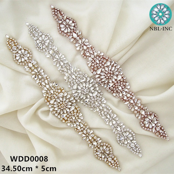 (1PC) Silber braut kristall strass gürtel hochzeit Applikationen für hochzeit kleid WDD0008