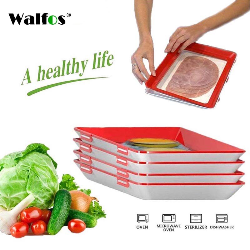 Walfos Kreative Lebensmittel Erhaltung Tablett Stapelbar Lebensmittel Frische Tablett Magie Elastischen Frische Tablett Wiederverwendbare Lebensmittel Lagerung Container