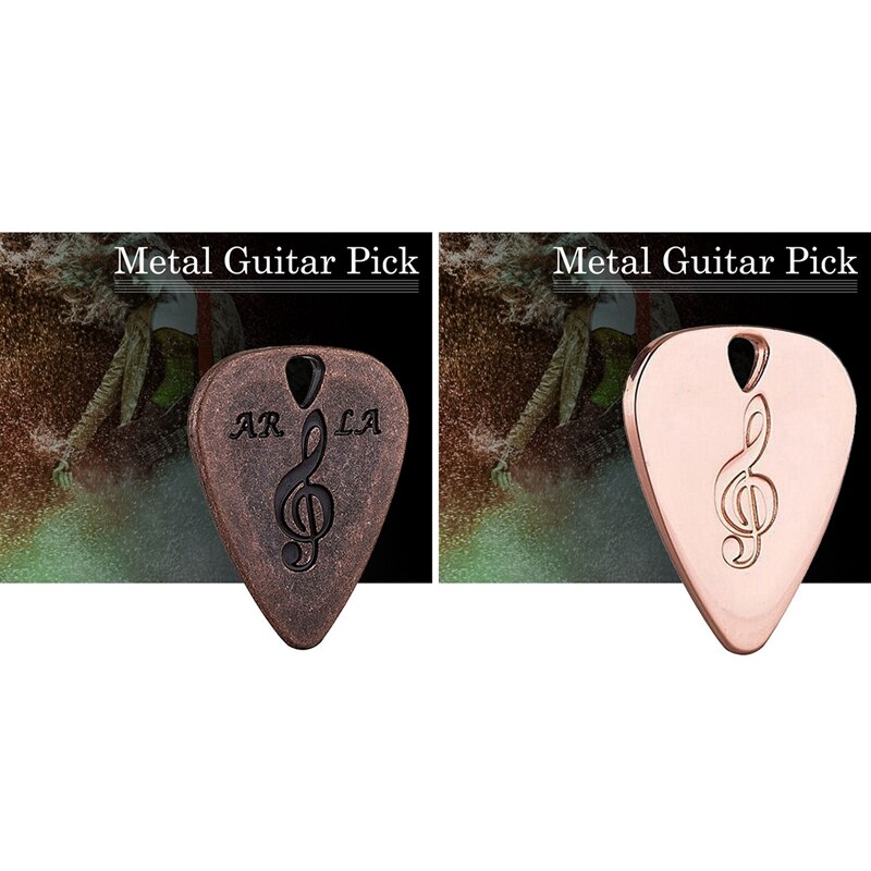 2 Stck Metall Gitarre wählen 0,38mm dünn dauerhaft Silber Farbe Professionelle Bass Ukelele Gitarre wählt, retro Farbe & Rose Gold
