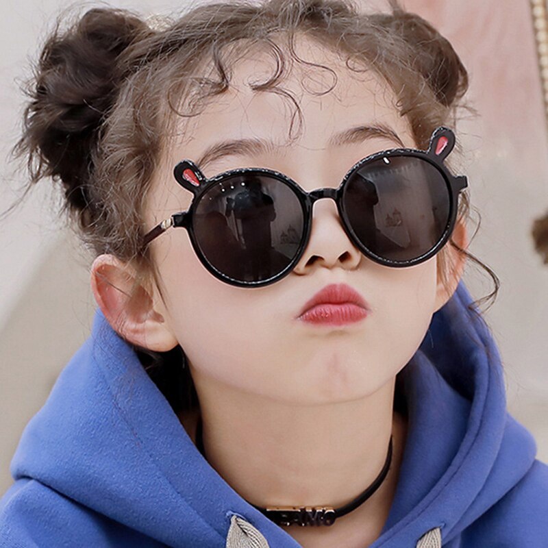 OUTMIX freundlicher Sonnenbrille Niedlichen Bären Ohren Runde Rahmen Sonnenbrille Jungen Mädchen Ich bin Freien Sport Schatten Karikatur freundlicher brillen
