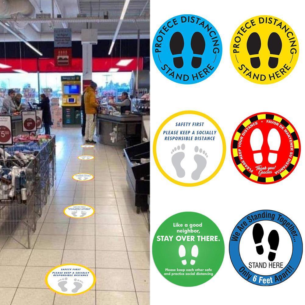 Professionelle PVC Sozialen Distanziert Boden Decals Sicherheit 6 Aufkleber Zeichen Klasse Halten Boden Fuß Anti-Unterhose Abstand Commerci K1J3