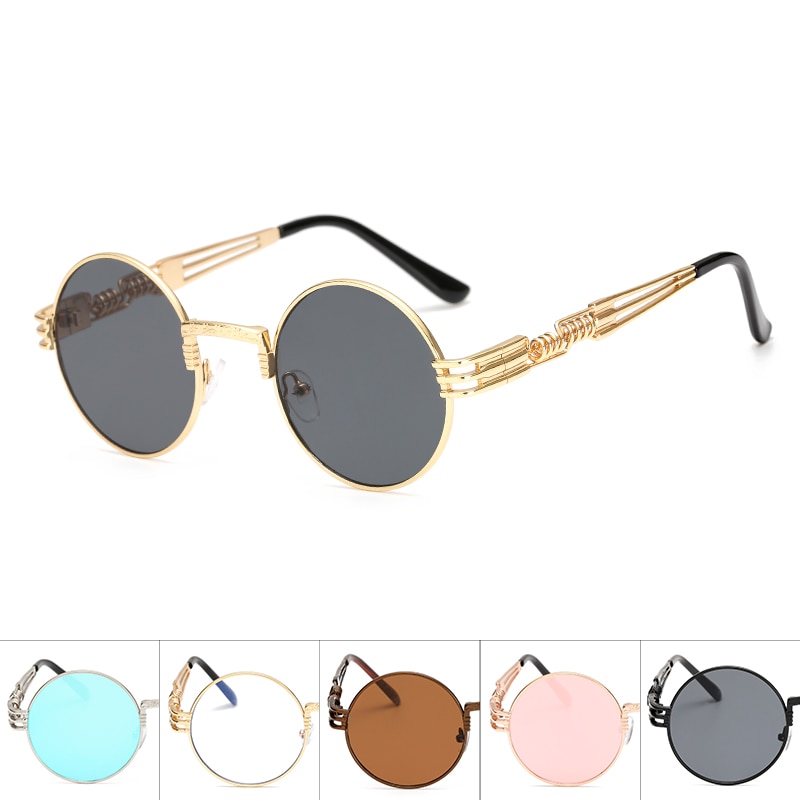 Steampunk Sonnenbrille Männer Angeln Metall Runde Schattierungen Männlichen Klar Sonnenbrille für Frauen Hüfte hüpfen Dampf Punk Sonnenbrille für Frauen männer