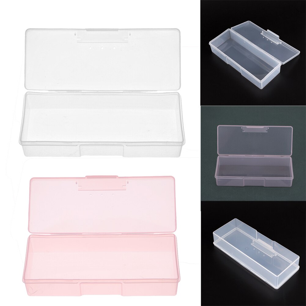 Kunststoff transparent Nagel Werkzeuge Lagerung Kasten Nagel Strass Dekorationen Puffer Dateien Schleifen Organizer fallen Kasten 193x80x39mm