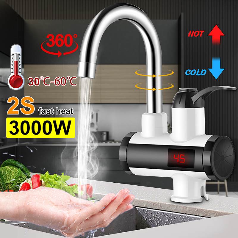 3000W sofortig Elektrische Heizung Wasserhahn kalt & Rührgerät Temperatur Digital Anzeige Schlecht Küche Einzigen Handgriff Wasserhahn