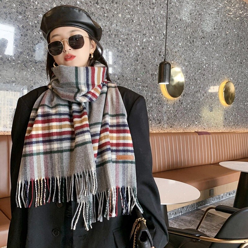 Neue Koreanische Ausführung Von Farbe Gestreiften retro Plaid Wolle Schal Für Winter Studenten warm Zu Halten Schal Für Herbst Und Winter