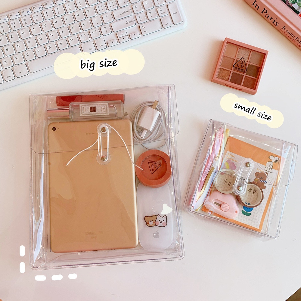 MINKYS Kawaii PVC 80 Seide Wicklung Lagerung Tasche Papier Stifte Makeups Schreibwaren Veranstalter Tasche Schule Büro Schreibwaren