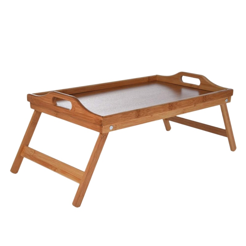 ABLA Natürliche Bambus Frühstück Tablett mit Griff Portion Frühstück Ich bin Bett oder Verwenden als Tv Tisch Faltbare Bett tabelle Laptop D