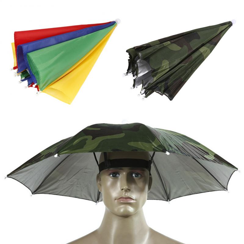 55 CM Faltbare Headwear Regenschirm Anti-Uv Anti-Regen Tragbare Regenschirm Hütte Angeln Wandern Camping draussen Kopf Regenschirm Regen Getriebe