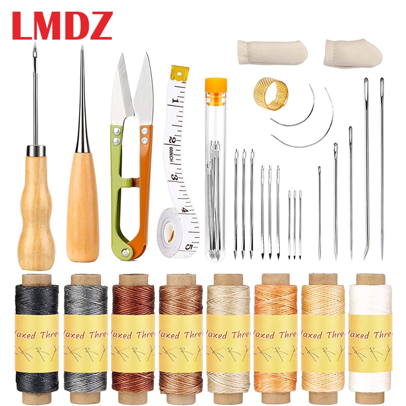 LMDZ Leder NäHenne Klemme Leder Arbeits Werkzeuge Leder NäHenne Bausätze Leder Nähte Pony mit Leder Nadel und Gewachst Gewinde
