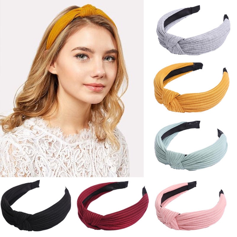 Samt oben Verknotet Stirnband Frauen Mädchen Haar Bands Turban Haar Band Lünette Knoten Kreuz Krawatte Weibliche Haar Zubehör