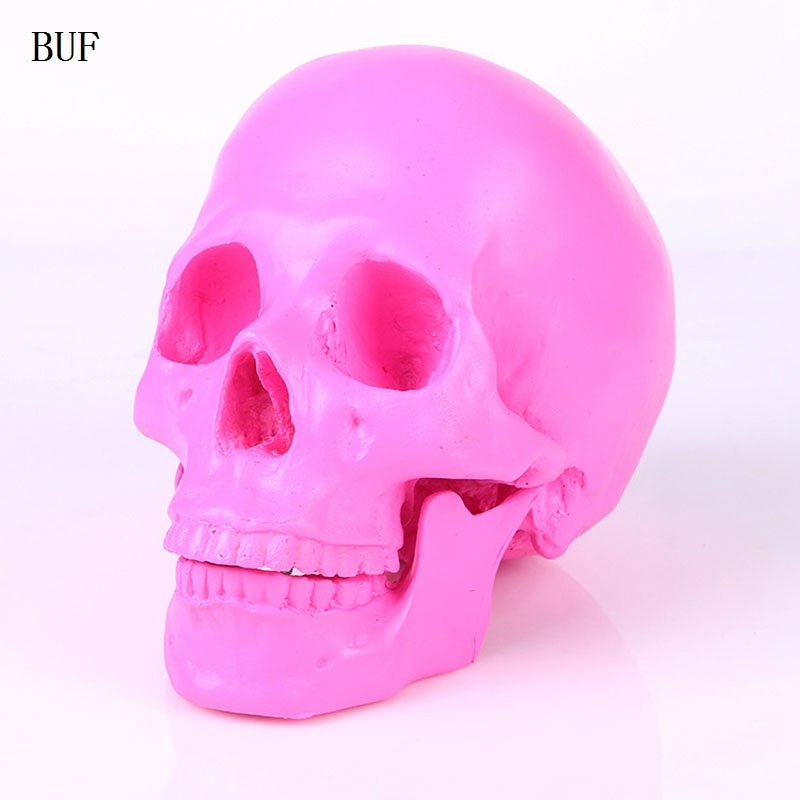 BUF Harz Handwerk Rosa Schädel Statuen Für Dekoration Kreative Schädel Statue Skulptur Hause Dekoration Halloween Dekoration