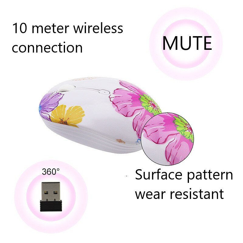 2,4G Drahtlose Maus Blume aufbringen Maus Tragbare Mini Optische Maus 1200DPI Rosa Computer Spielen Maus für Laptop pc