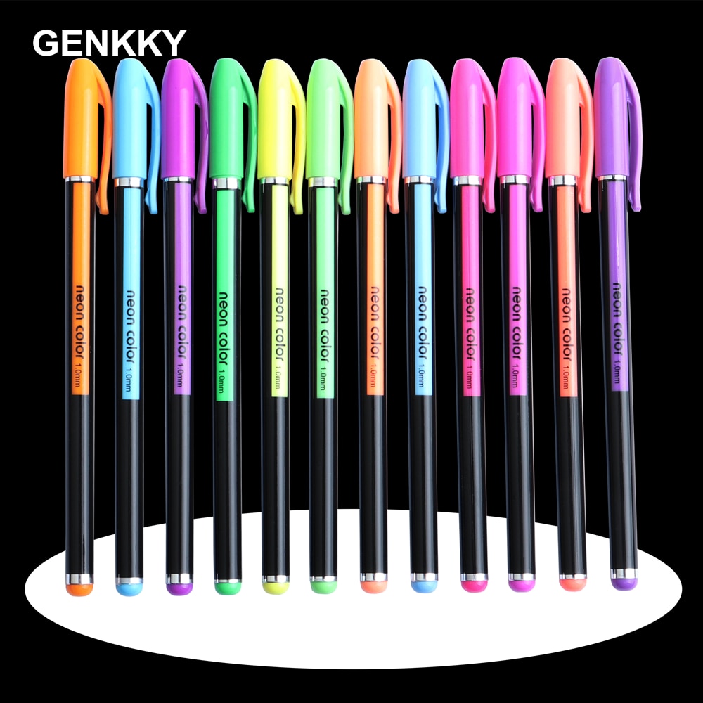 Marker &Ampere; Textmarker Stift 12 Farben Gel Stifte einstellen funkeln Für Erwachsene Färbung Bücher Zeitschriften Zeichnung Kritzeln Kunst Marker Stifte