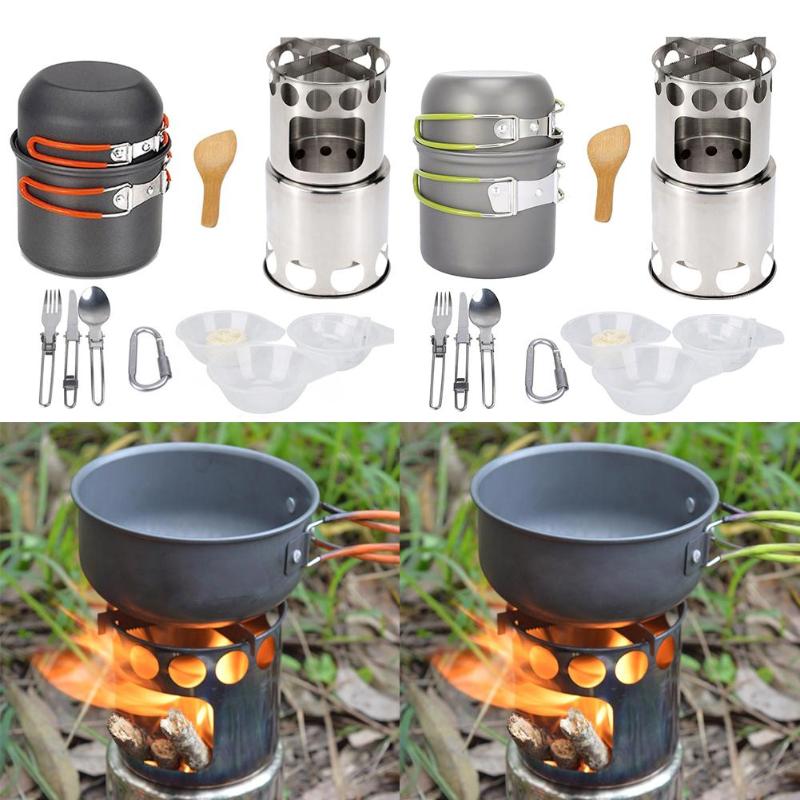 draussen & Heimat Kochgeschirr setzt Pfanne Holz Herde Wandern Kochgeschirr Kochen Picknick Schüssel Topf Pfanne einstellen Lager Kochgeschirr draussen Geschirr einstellen