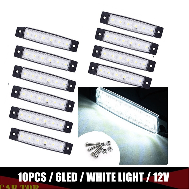 10Stck Weiß LED Marker Licht Rücklicht Anzeige Seite Marker Licht Anhänger Lieferwagen Wagen Bus 12V 6SMD Seite Zeichen
