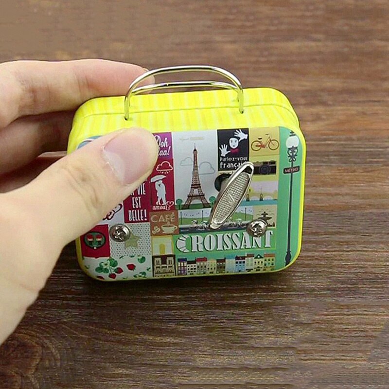 1Pc Kreative Mini Musik Boxen Schwül retro Koffer Musik Kasten Unnachahmlich Musical Kasten Bunte Hause Dekoration Zubehör