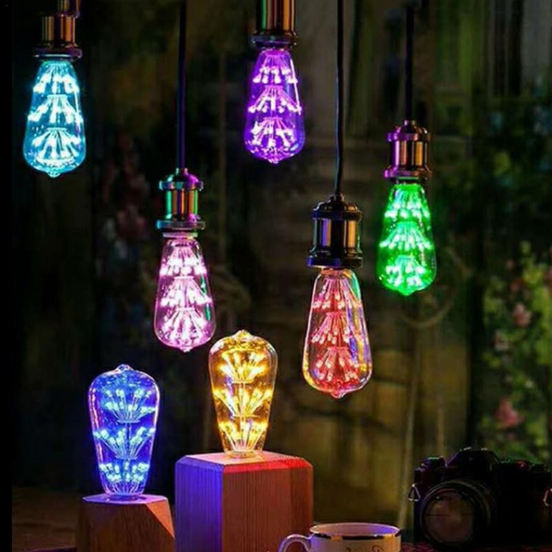 LED Himmel Stern Farbe Birne3D Nachtlicht Bunte retro Glas Ampulle Weihnachten Heimat Dekor Feuerwerk