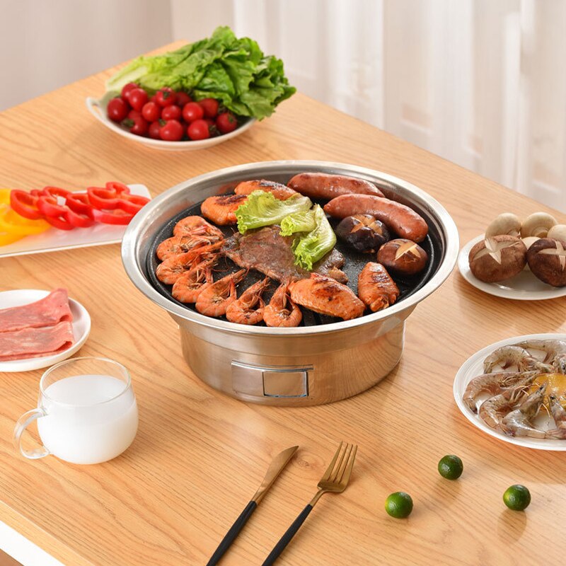 Koreanische Holzkohle Ofen Grill Herde Kommerziellen Holzkohle Feuer Grill Runde Haushalt draussen Japanischen Grill Braten Fleisch Topf BBQ